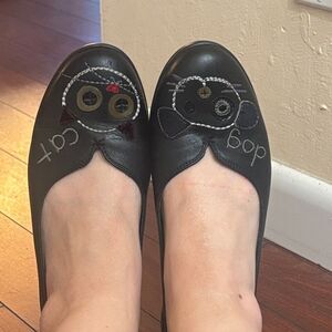 Camper Twins Dog And Cat Leather Ballet Flats - Size 38 / 8 USA - No Box